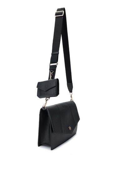  Tamer Tanca Kadın Hakiki Deri Siyah Floter Omuz Çanta