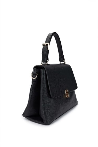  Tamer Tanca Kadın Hakiki Deri Siyah Floter Omuz Çanta