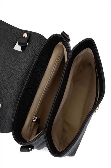  Tamer Tanca Kadın Hakiki Deri Siyah Floter Omuz Çanta