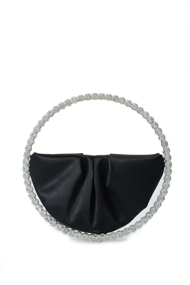  Tamer Tanca Kadın Vegan Siyah Saten El Çantası