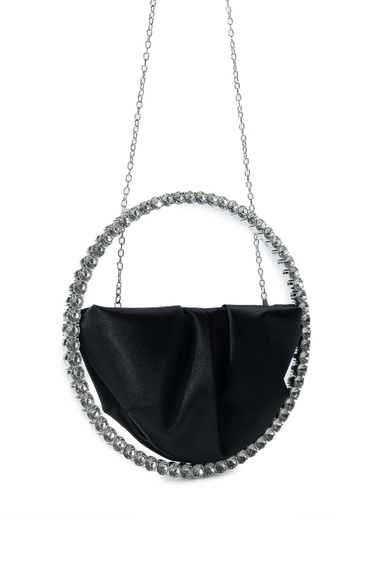  Tamer Tanca Kadın Vegan Siyah Saten El Çantası