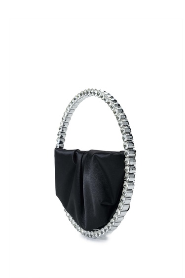  Tamer Tanca Kadın Vegan Siyah Saten El Çantası