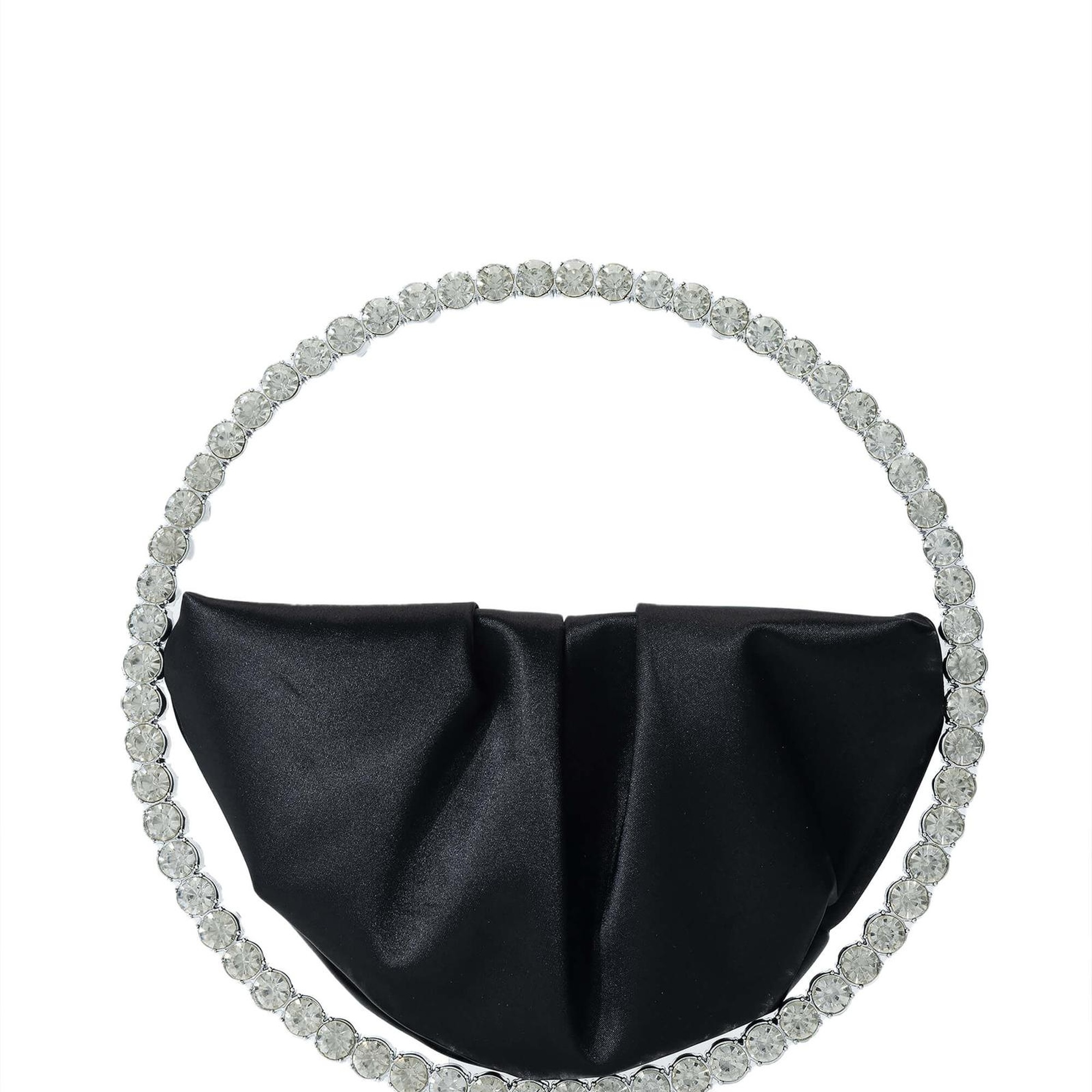 Tamer Tanca Kadın Vegan Siyah Saten El Çantası