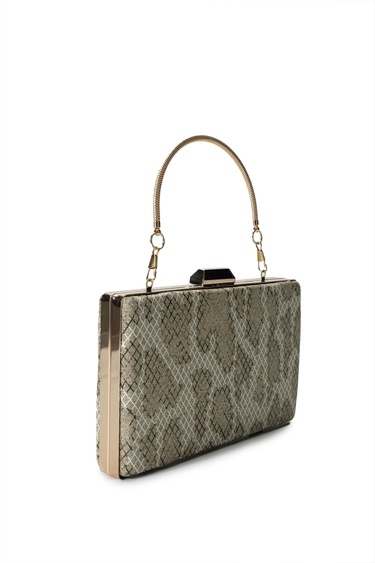  Tamer Tanca Kadın Vegan Yeşil Simli Yılan El Çantası