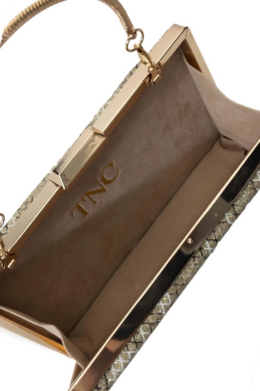  Tamer Tanca Kadın Vegan Yeşil Simli Yılan El Çantası