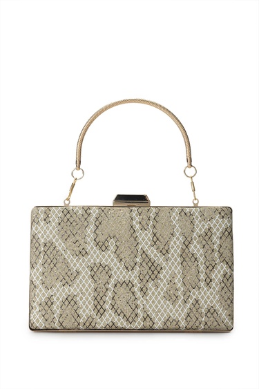  Tamer Tanca Kadın Vegan Yeşil Simli Yılan El Çantası