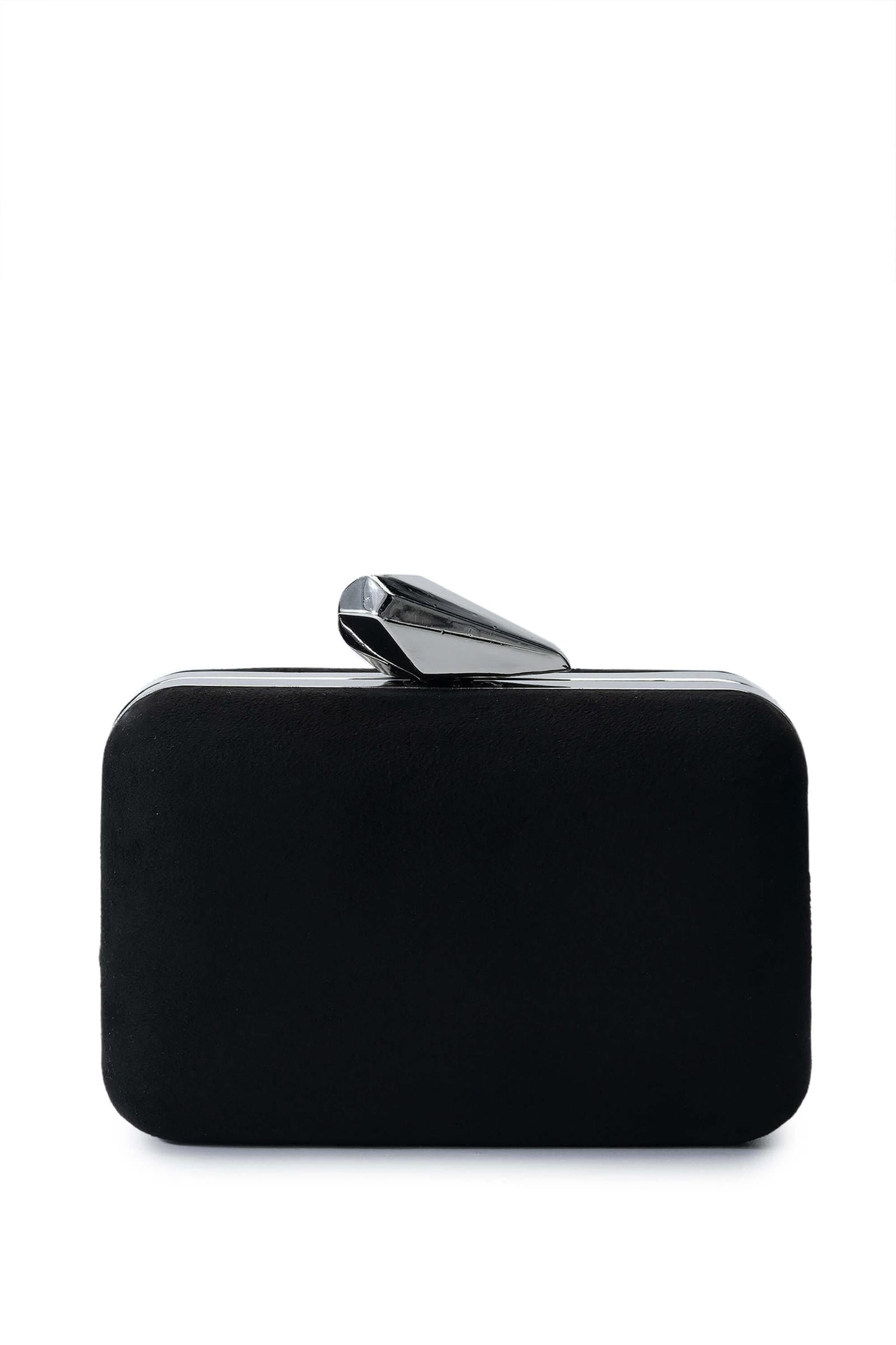  Tamer Tanca Kadın Vegan Siyah Süet El Çantası