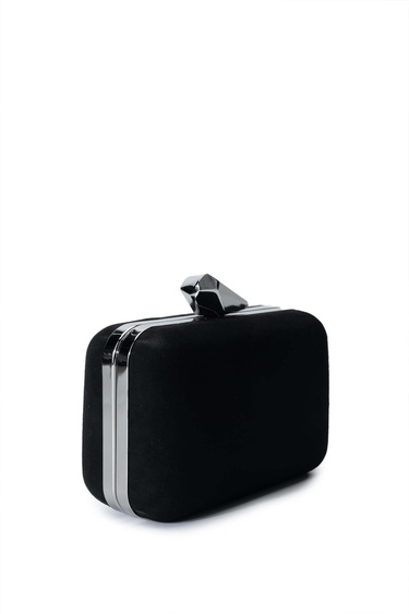  Tamer Tanca Kadın Vegan Siyah Süet El Çantası