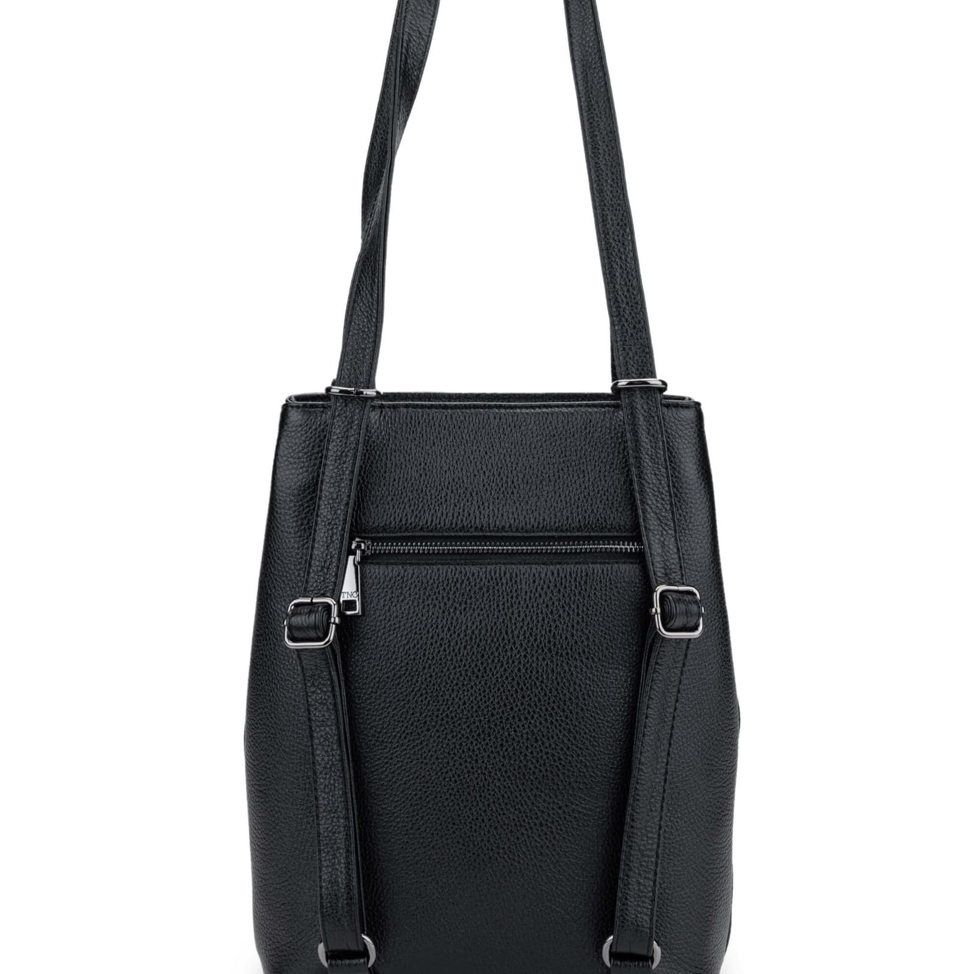 Tamer Tanca Kadın Hakiki Deri Siyah Sırt & Omuz Çantası