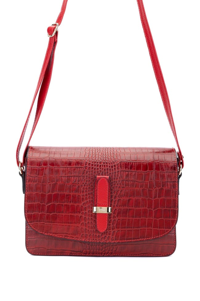  Tamer Tanca Kadın Hakiki Deri Kırmızı Postacı Çanta
