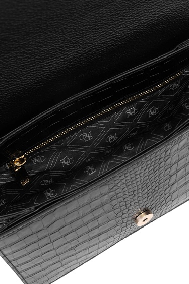  Tamer Tanca Kadın Hakiki Deri Siyah Kroko Postacı Çanta