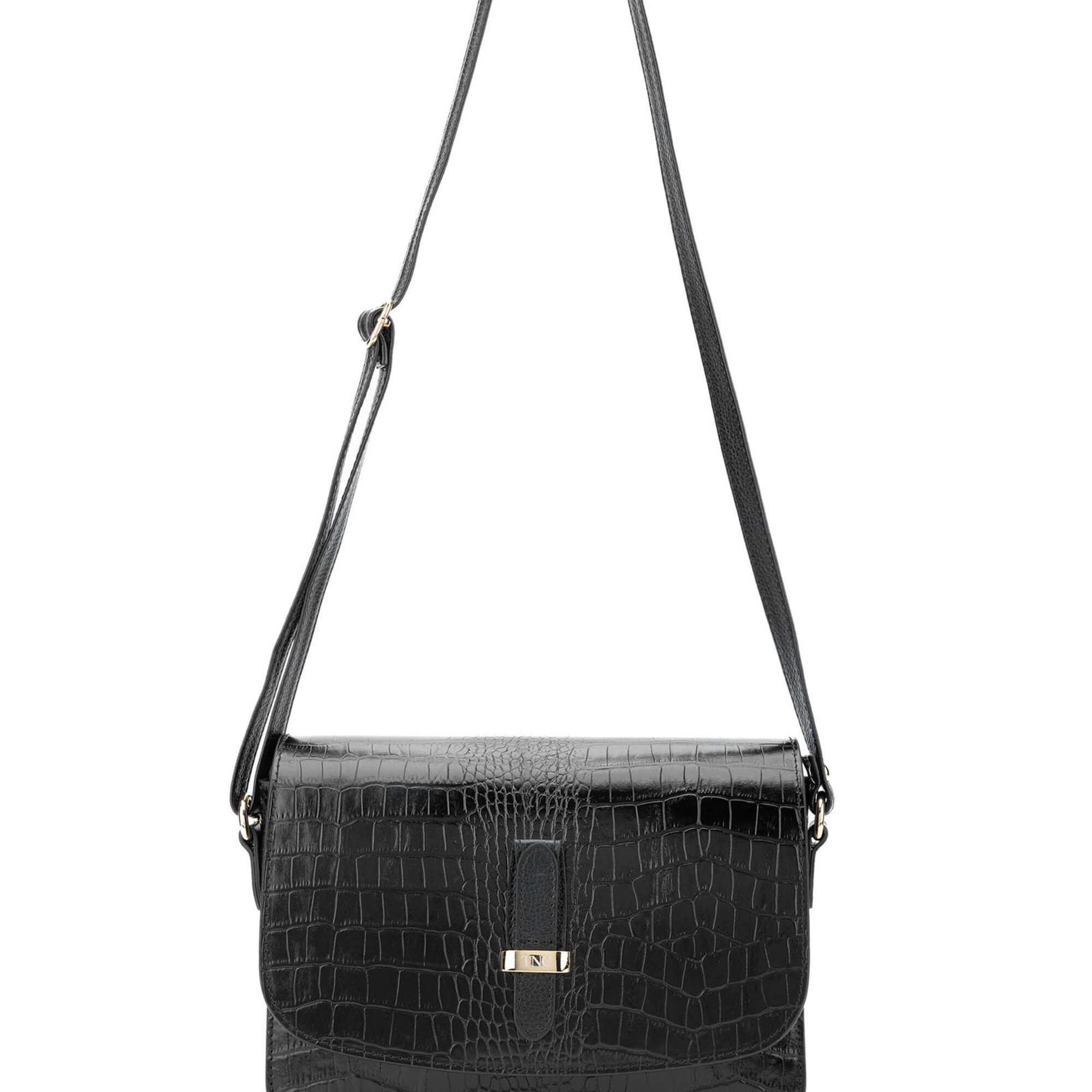 Tamer Tanca Kadın Hakiki Deri Siyah Kroko Postacı Çanta