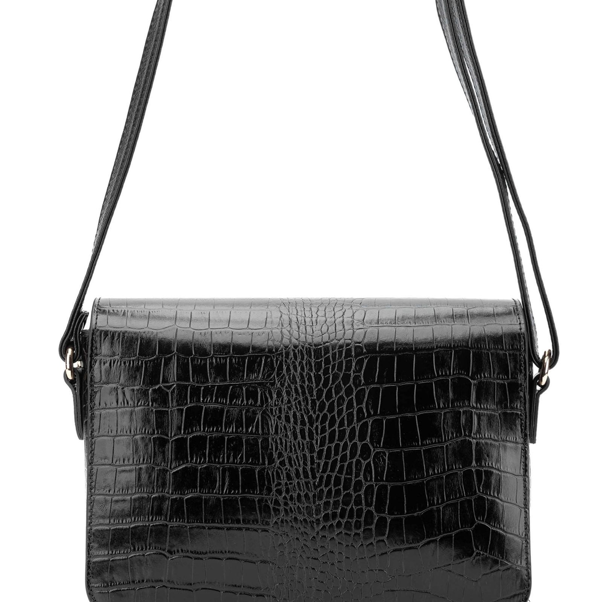 Tamer Tanca Kadın Hakiki Deri Siyah Kroko Postacı Çanta