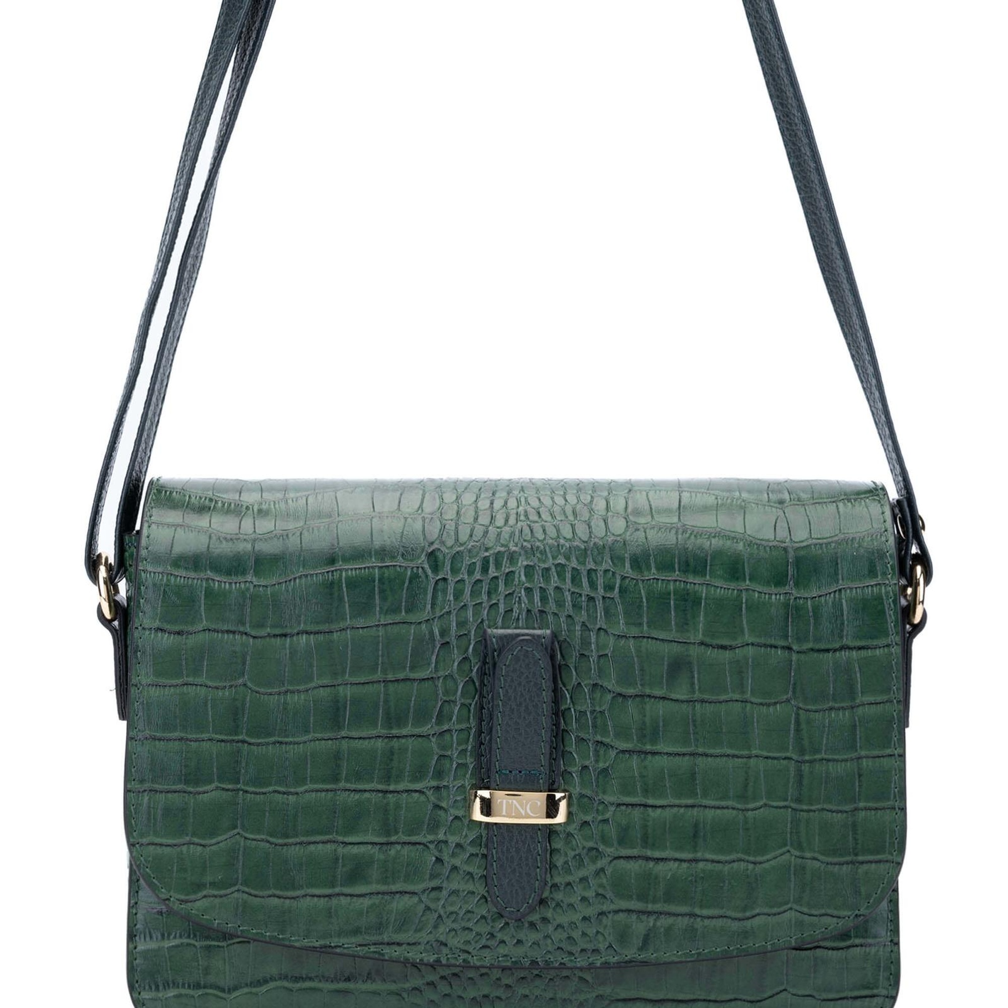 Tamer Tanca Kadın Hakiki Deri Yeşil Postacı Çanta