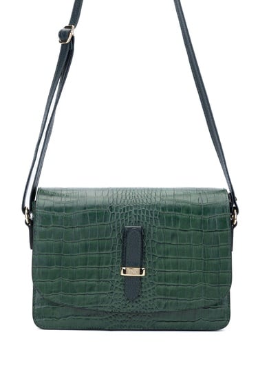  Tamer Tanca Kadın Hakiki Deri Yeşil Postacı Çanta