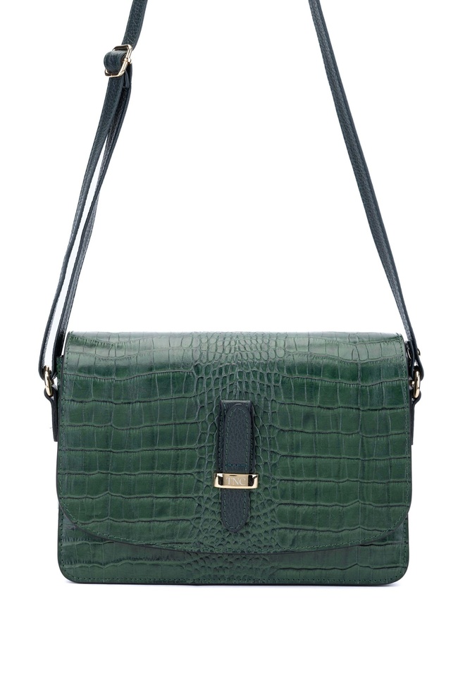  Tamer Tanca Kadın Hakiki Deri Yeşil Postacı Çanta