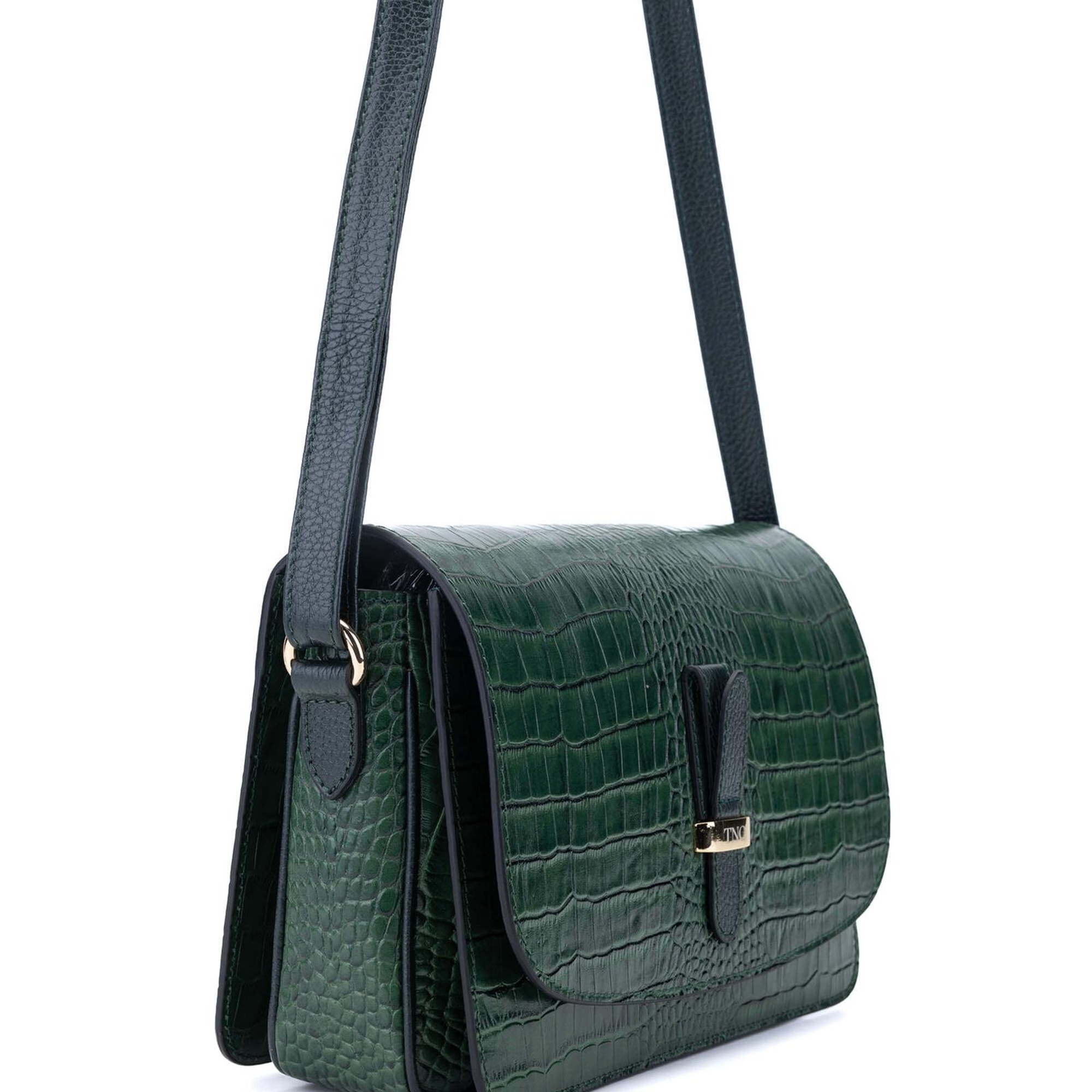 Tamer Tanca Kadın Hakiki Deri Yeşil Postacı Çanta