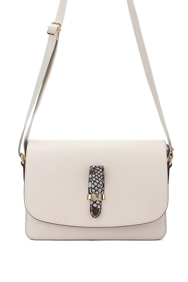  Tamer Tanca Kadın Hakiki Deri Bej Postacı Çanta