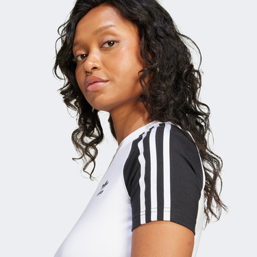  adidas Adicolor 3 Stripe Raglan Kadın Beyaz T-Shirt