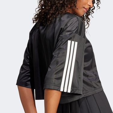 adidas Tiro Cut 3 Stripes Oversized Kadın Siyah T-Shirt