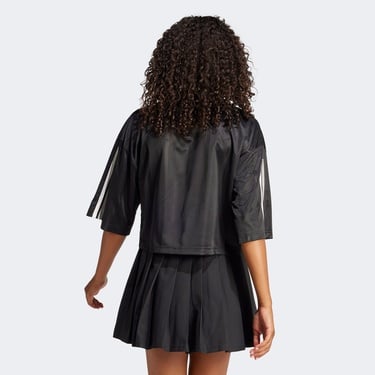  adidas Tiro Cut 3 Stripes Oversized Kadın Siyah T-Shirt