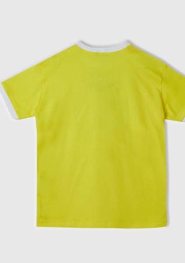  Erkek Çocuk Neon Sarı Merceksi Patch İşlemeli T-Shirt