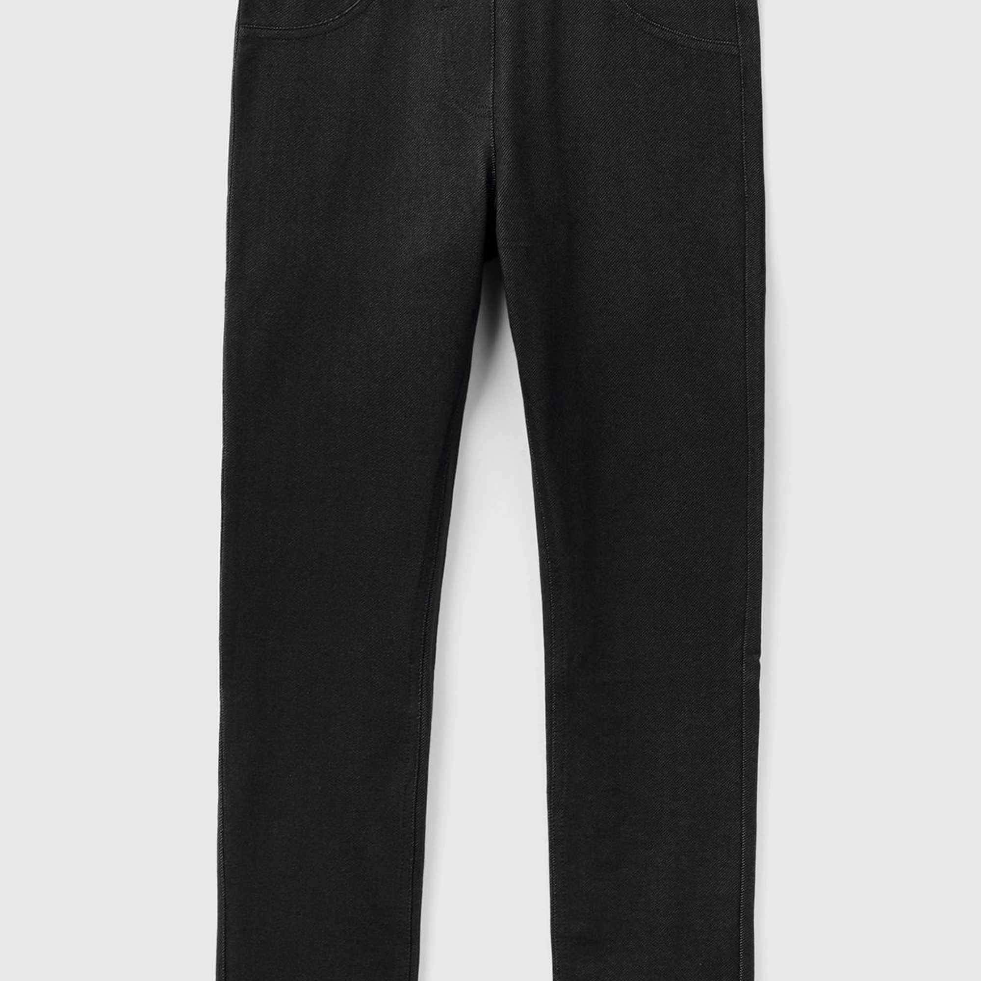 Kız Çocuk Siyah Streç Kumaşlı Arkası Logo Detaylı 4 Cepli Tayt Pantolon