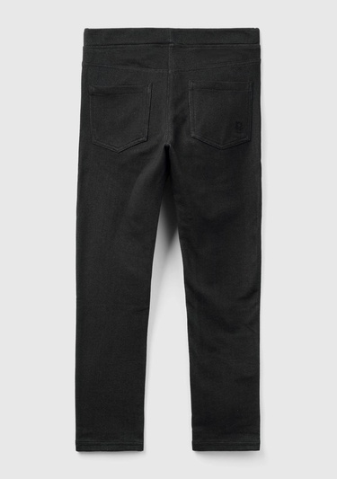  Kız Çocuk Siyah Streç Kumaşlı Arkası Logo Detaylı 4 Cepli Tayt Pantolon