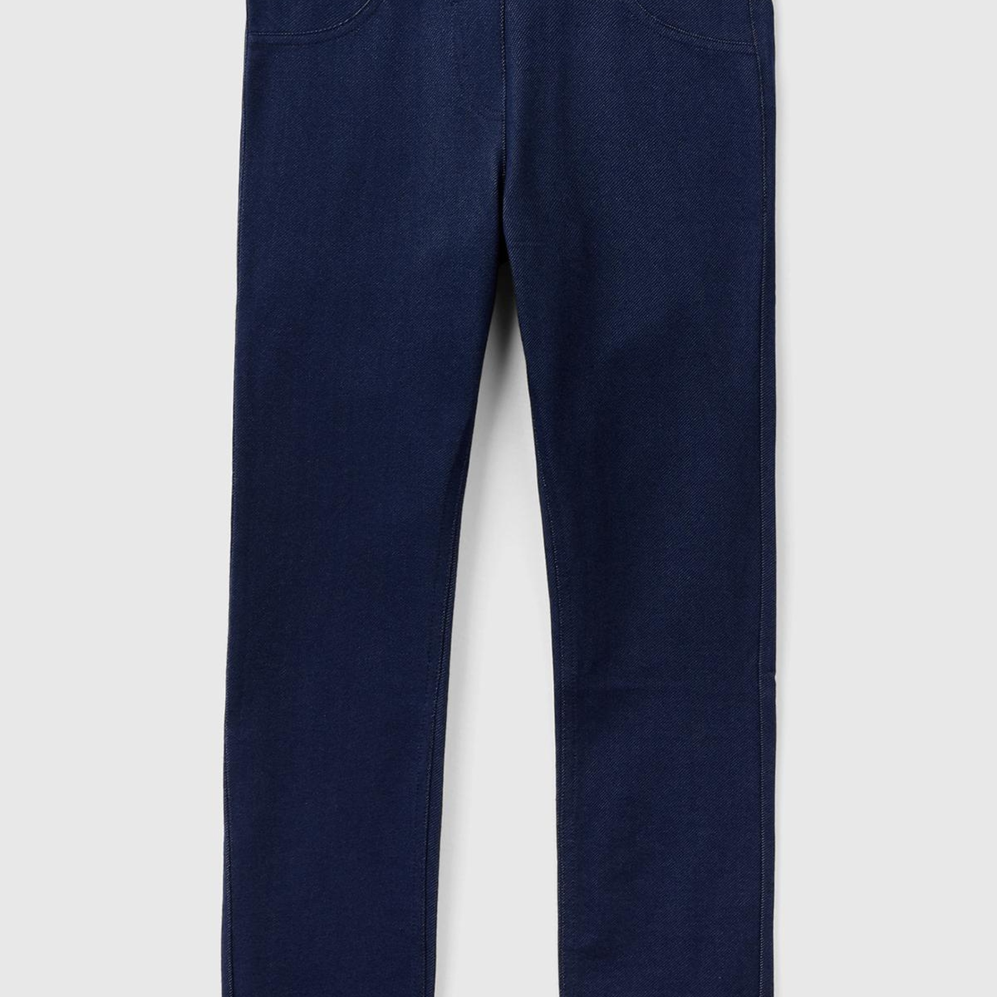 Kız Çocuk Lacivert Streç Kumaşlı Arkası Logo Detaylı 4 Cepli Tayt Pantolon