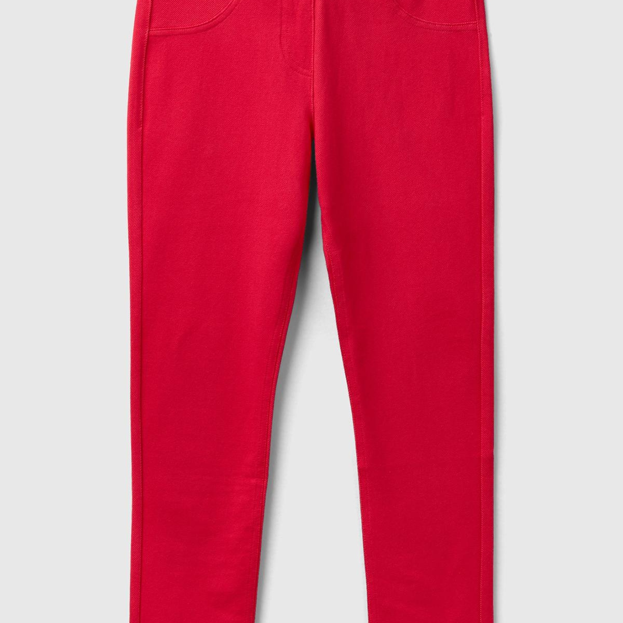 Kız Çocuk Fuşya Streç Kumaşlı Arkası Logo Detaylı 4 Cepli Tayt Pantolon