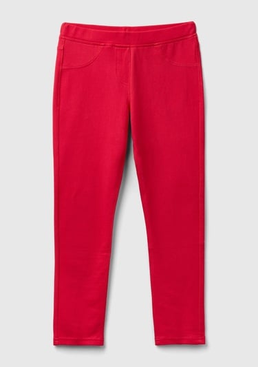  Kız Çocuk Fuşya Streç Kumaşlı Arkası Logo Detaylı 4 Cepli Tayt Pantolon
