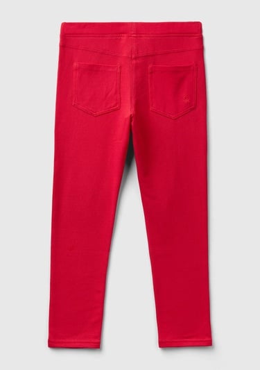 Kız Çocuk Fuşya Streç Kumaşlı Arkası Logo Detaylı 4 Cepli Tayt Pantolon