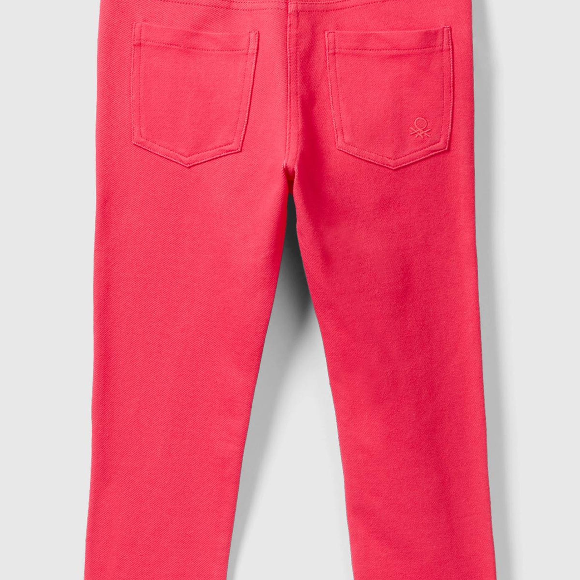 Kız Çocuk Fuşya Arkası Logo Detaylı 4 Cepli Slim Tayt Pantolon
