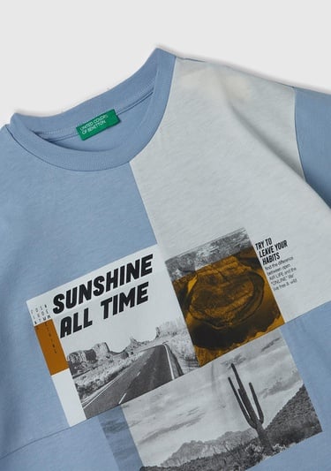  Erkek Çocuk Havacı Mavi Grafik Baskılı T-Shirt