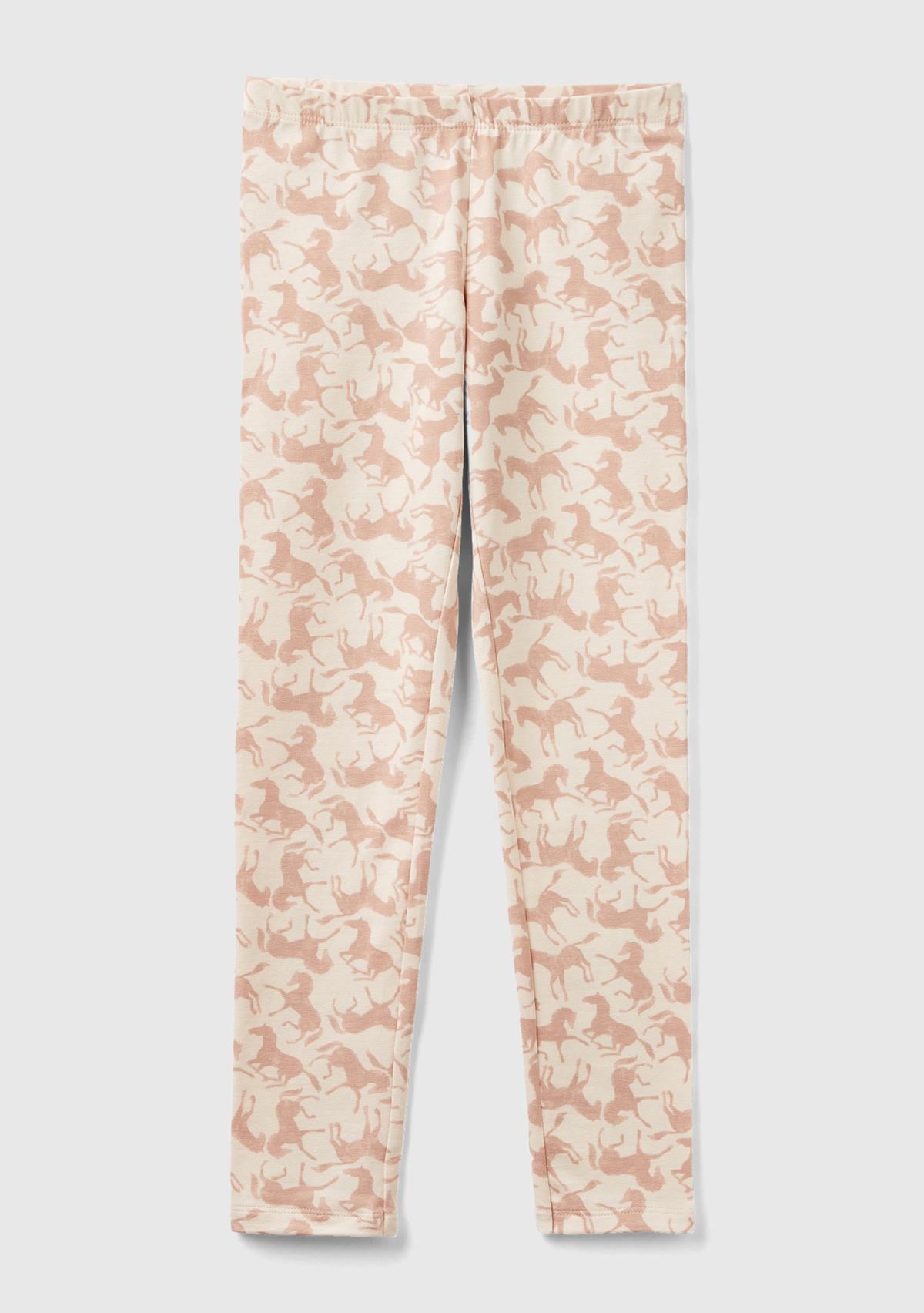  Kız Çocuk Açık Pembe Tamamı Desenli Düz Kesim Tayt