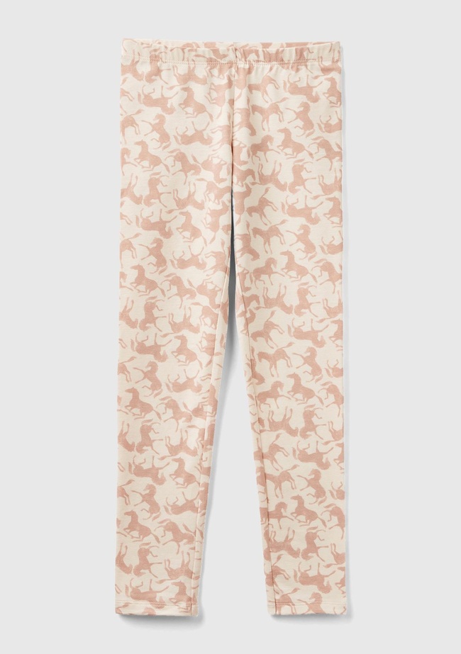  Kız Çocuk Açık Pembe Tamamı Desenli Düz Kesim Tayt