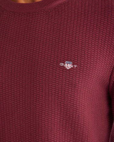 GANT Erkek Bordo Regular Fit Bisiklet Yaka Kazak