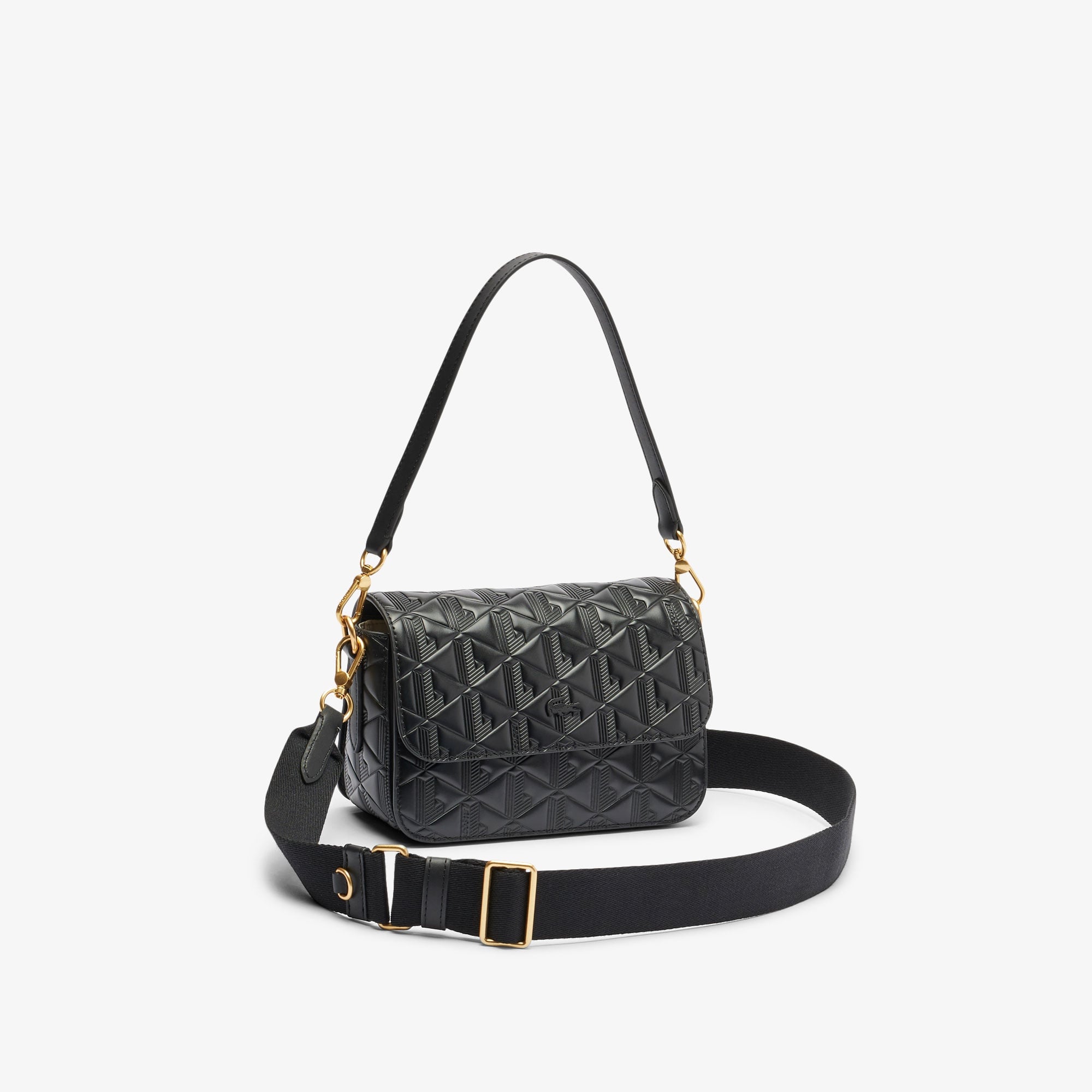 Lacoste Maheki Kadın Monogram Deri Siyah Omuz Çantası