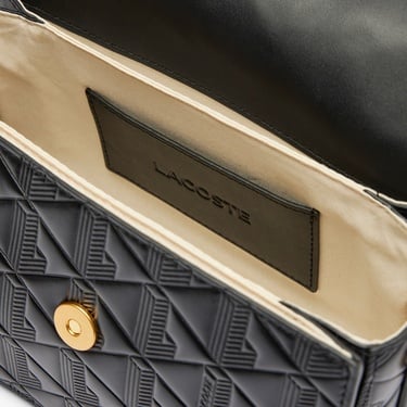  Lacoste Maheki Kadın Monogram Deri Siyah Omuz Çantası