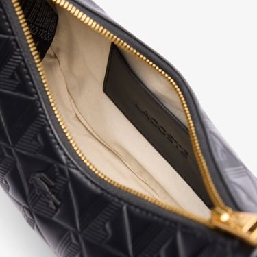  Lacoste Maheki Kadın Monogram Deri  Siyah Omuz Çantası