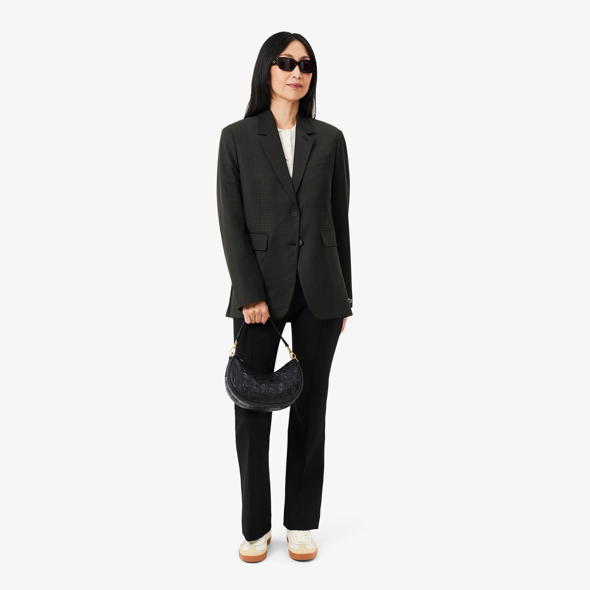 Lacoste Maheki Kadın Monogram Deri  Siyah Omuz Çantası