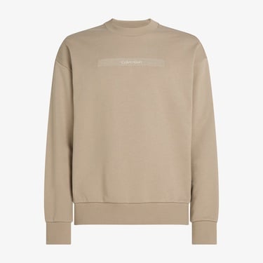  Calvin Klein Structured Embroidery Erkek Bej Sweatshirt
