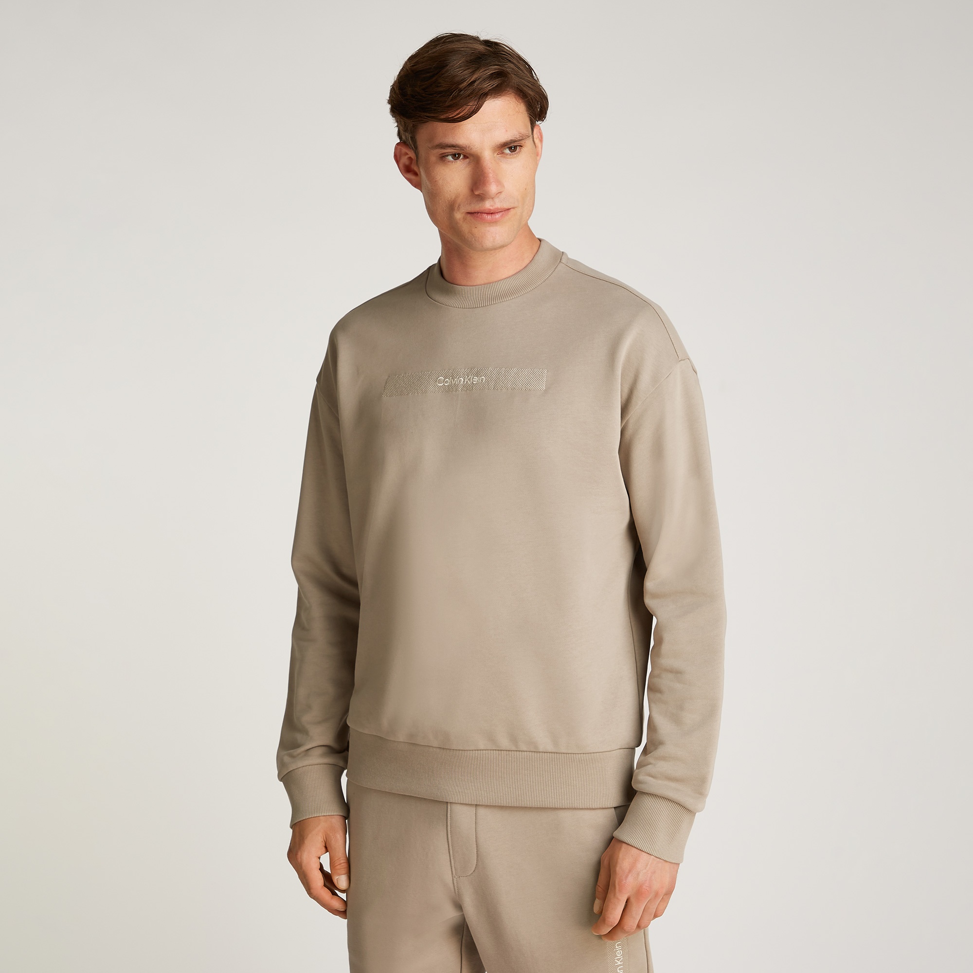 Calvin Klein Structured Embroidery Erkek Bej Sweatshirt