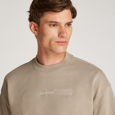  Calvin Klein Structured Embroidery Erkek Bej Sweatshirt