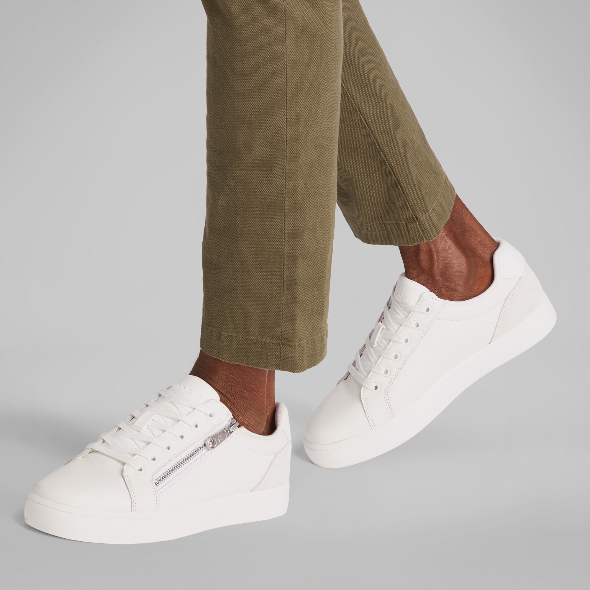 Calvin Klein Classic Cupsole Zip Low Erkek Beyaz Sneaker