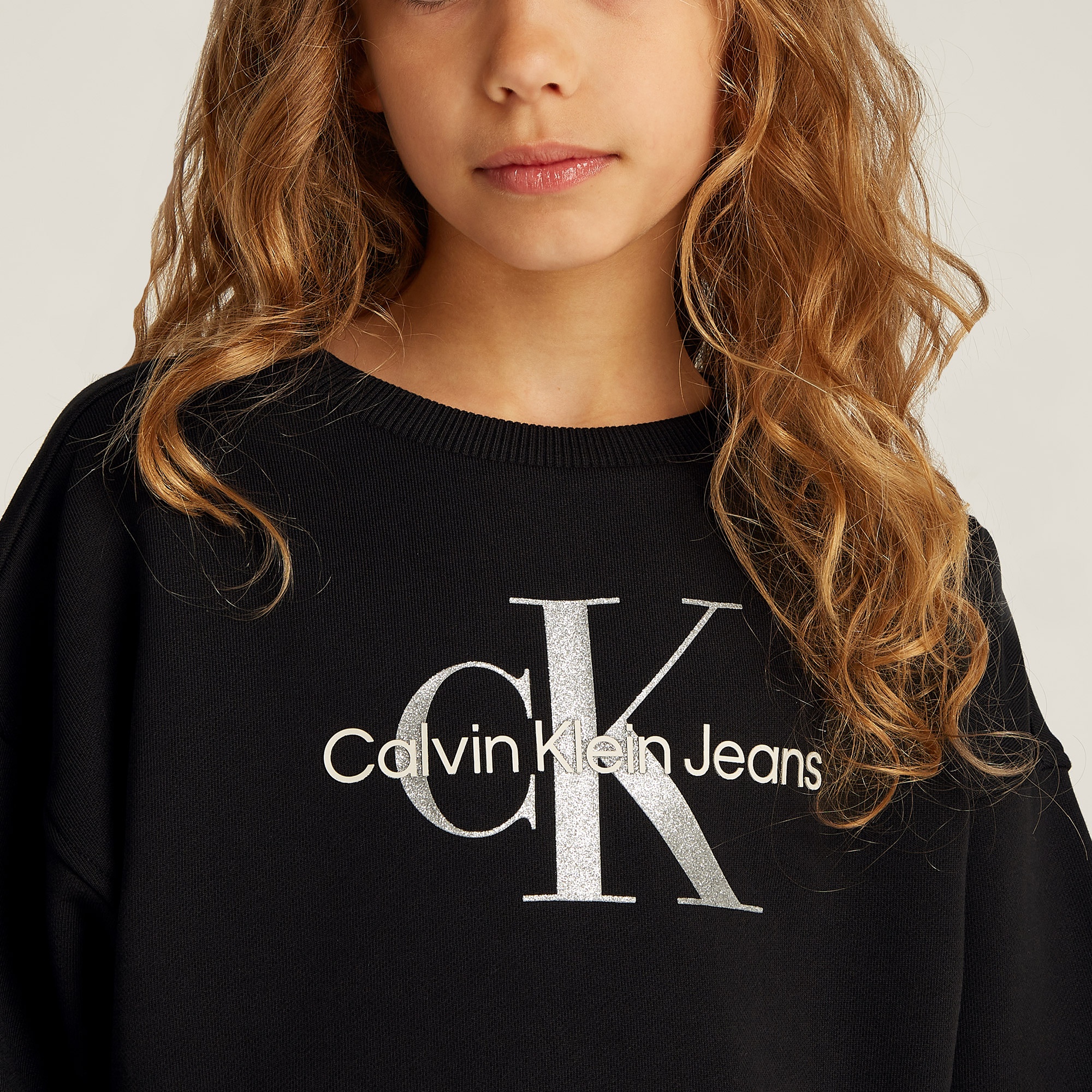 Calvin Klein Glitter Monologo Çocuk Siyah Sweatshirt