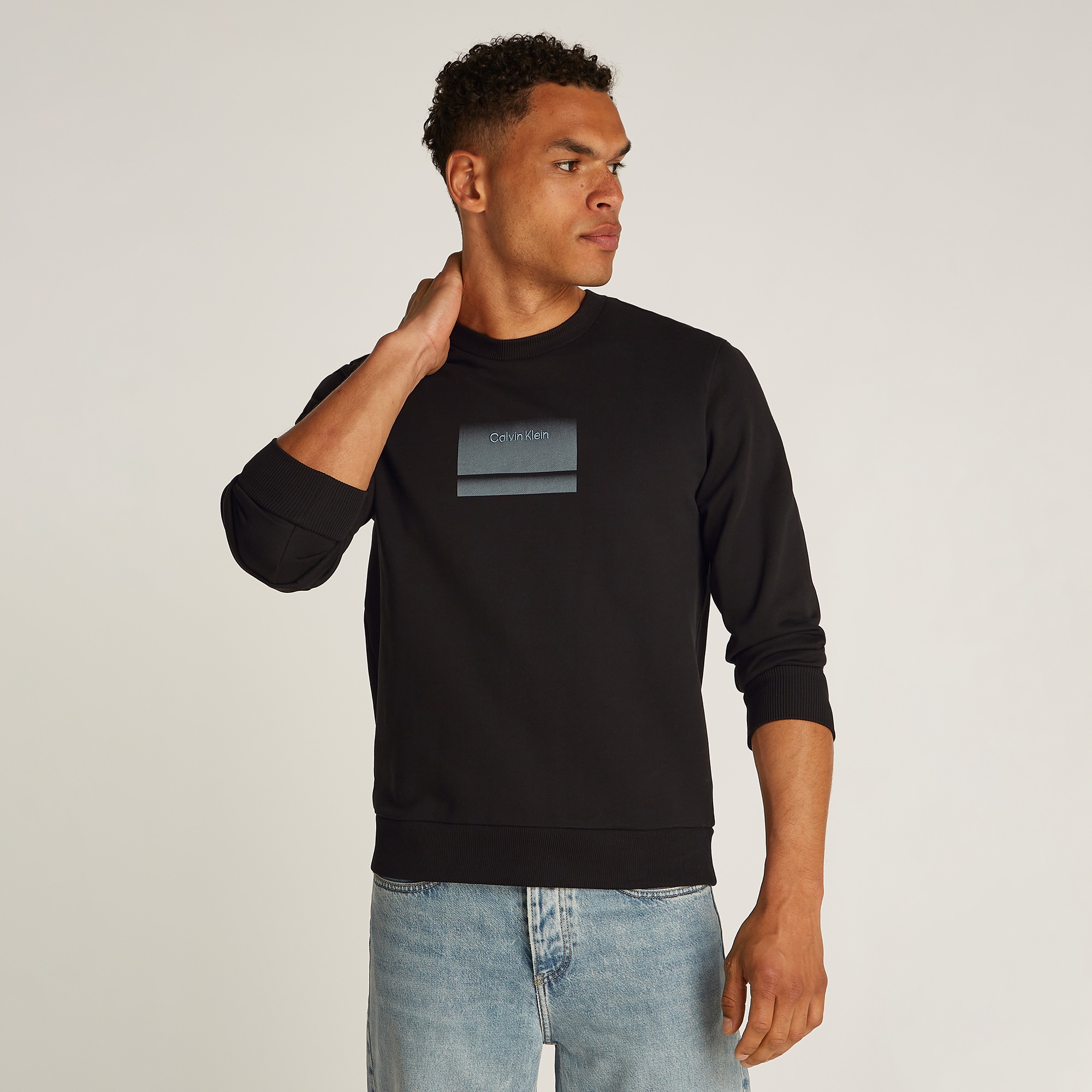Calvin Klein Gradient Logo Erkek Siyah Sweatshirt