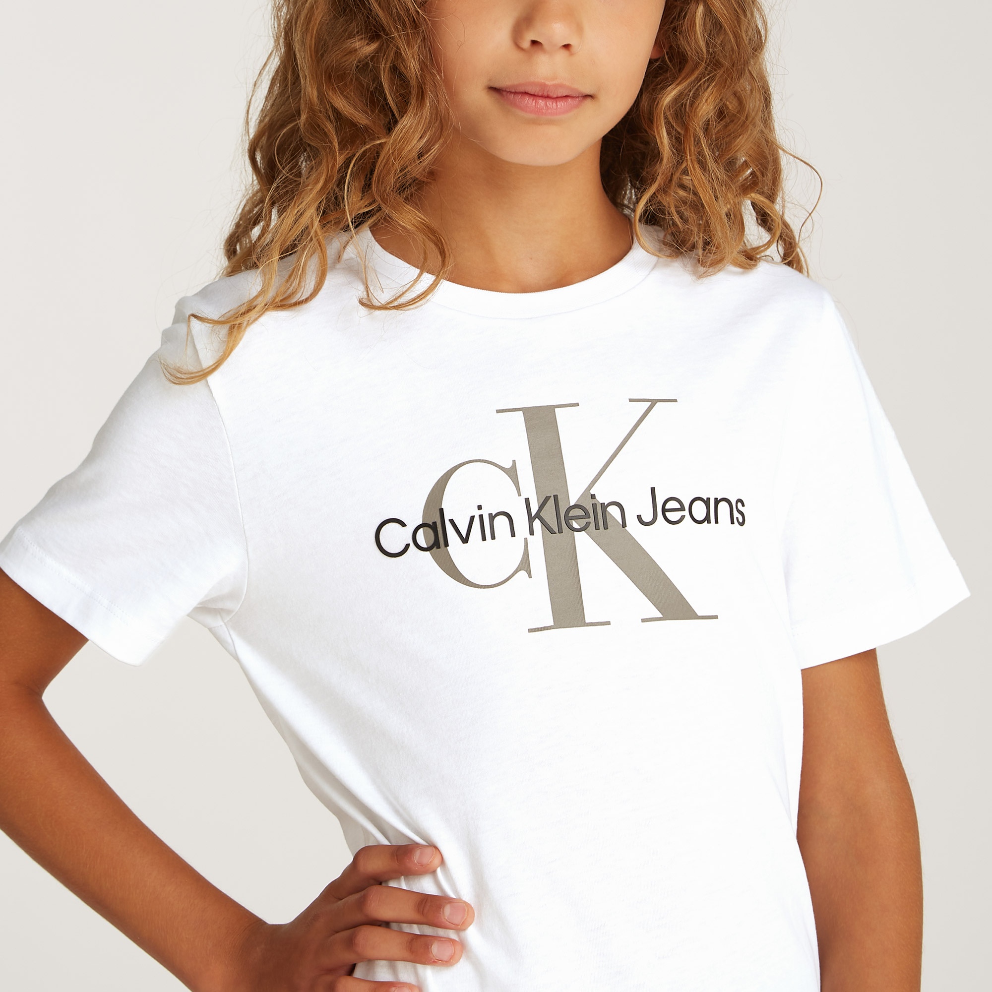 Calvin Klein Monogram Çocuk Beyaz T-Shirt
