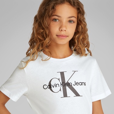  Calvin Klein Monogram Çocuk Beyaz T-Shirt