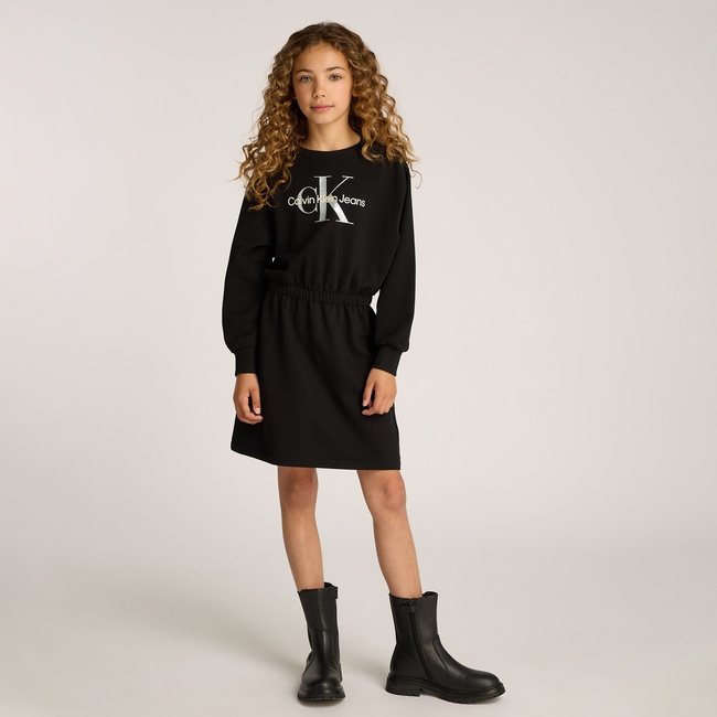  Calvin Klein Glitter Monologo Çocuk Siyah Elbise